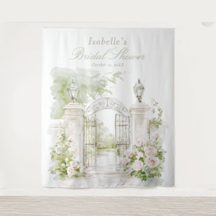 Elegantes französisches Château Pastell Brautgarte Wandteppich
