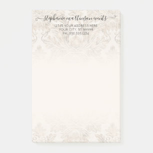 Elegantes französisches Damask Ivory Beruflich Bus Post-it Klebezettel