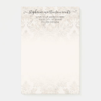 Elegantes französisches Damask Ivory Beruflich Bus Post-it Klebezettel