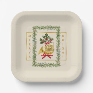 Elegantes französisches Horn Weihnachten Irish Cre Pappteller