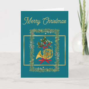 Elegantes französisches Horn Weihnachten Türkis