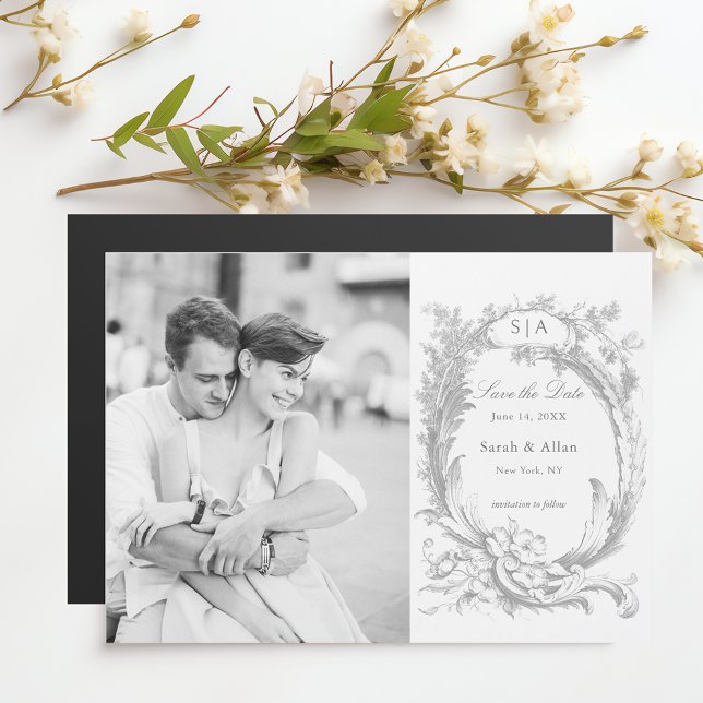 Elegantes französisches Rokoko Foto Save the Date Magnetkarte (Von Creator hochgeladen)