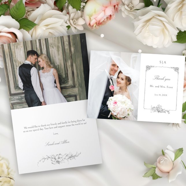 Elegantes französisches Rokoko Frame Foto Dankeskarte (Von Creator hochgeladen)