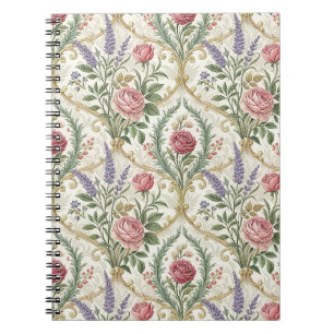 Elegantes französisches Rosen- und Lavendel-Blumen Notizblock