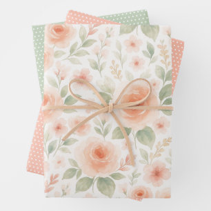 Elegantes französisches Shabby Chic Blumenmuster Geschenkpapier Set