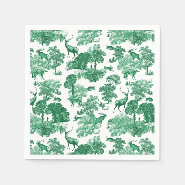 Elegantes französisches Toile-Deer-Muster Serviette (Vorderseite)