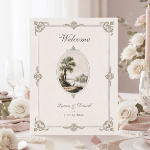 Elegantes französisches Vintage-Château-Hochzeitsp Poster