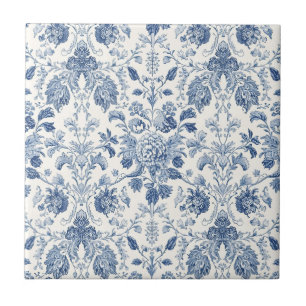 Elegantes französisches Vintage-graviertes Blumenm Fliese