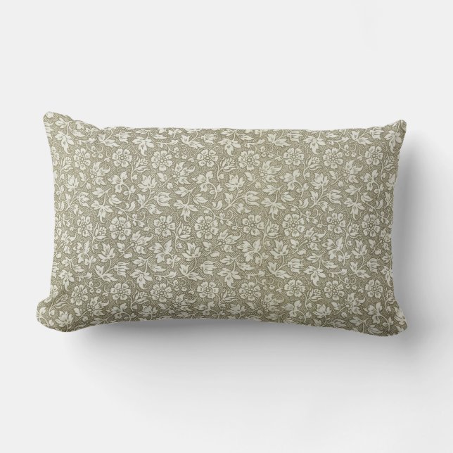 Elegantes französisches Vintages Beige-Blumenmuste Lendenkissen (Vorderseite)