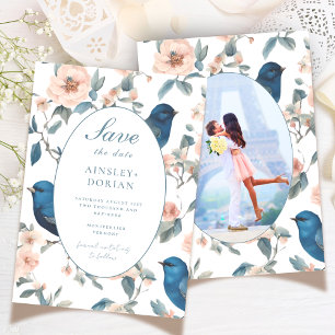 Elegantes französisches Vintages Blue Chinoiserie Save The Date