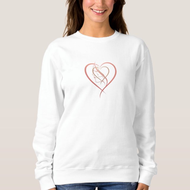 Elegantes Frauengesicht-Logo mit Herz - Minimalist Sweatshirt (Vorderseite)