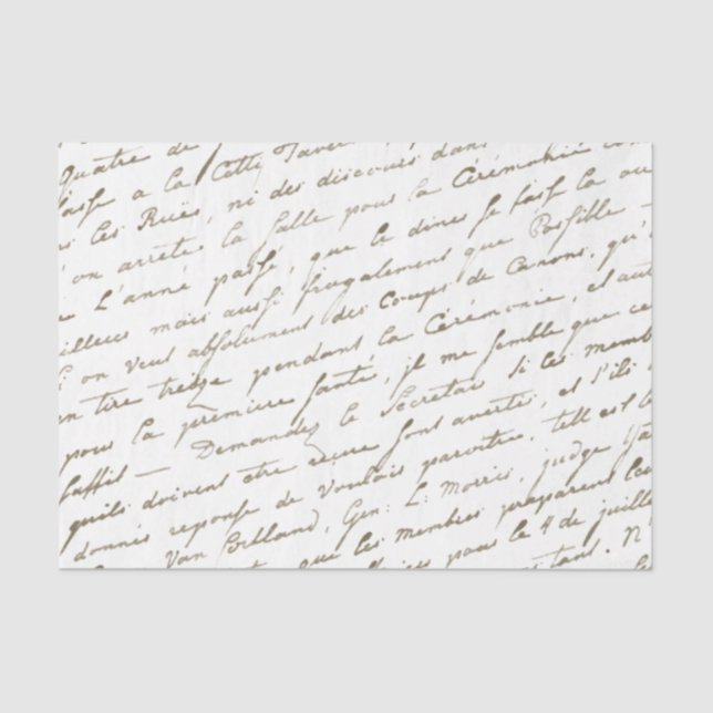 Elegantes French Script Gold Vintag Seidenpapier (Vorderseite)