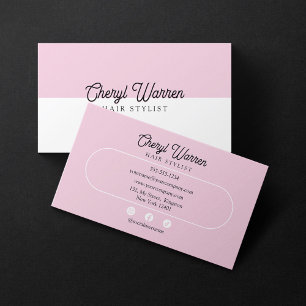 Elegantes Friseur-Skript Weiß & Rosa Minimal Visitenkarte