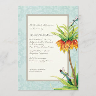 Elegantes Fritillaria Dragonfly Floral Brautparty Einladung
