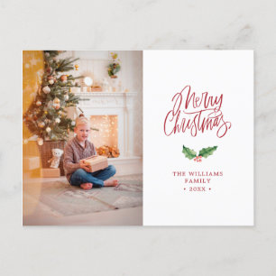 Elegantes Frohe Weihnachten Einfaches Foto Ferien Postkarte
