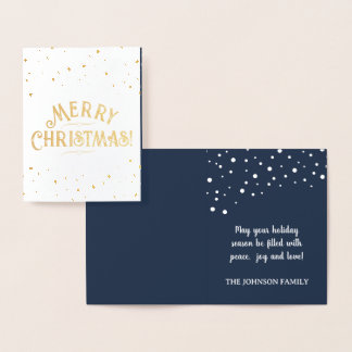 Elegantes Frohe Weihnachten Gold/Silber Navy Feier Folienkarte