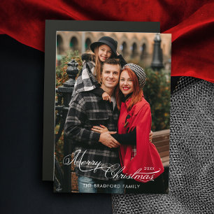 Elegantes Frohe Weihnachten Kalligrafie 1-Foto Magnetkarte