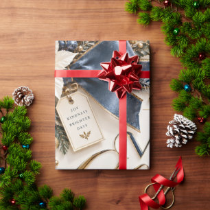 Elegantes Frohe Weihnachten Navy Elfenbein Geschenkpapier
