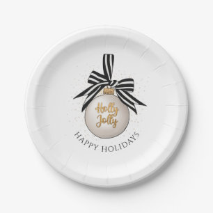 Elegantes Frohe Weihnachten Weihnachtskugel Pappteller