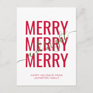 Elegantes frohes und helles Weihnachten roter Feie Postkarte