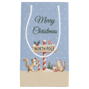 Elegantes Frohes Weihnachten Verspielte Kätzchen, Kleine Geschenktüte