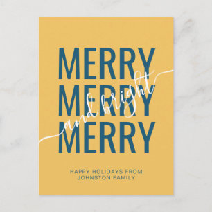 Elegantes fröhliches und helles Weihnachten gelber Postkarte