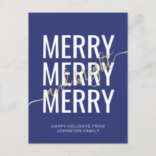 Elegantes fröhliches und helles Weihnachten Navy-U Postkarte