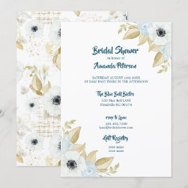 Elegantes Frühling Blau & Weiß Brautparty Einladung