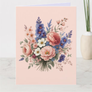 Elegantes Frühlingsblumenbouquet Pastell-Blumendes Dankeskarte