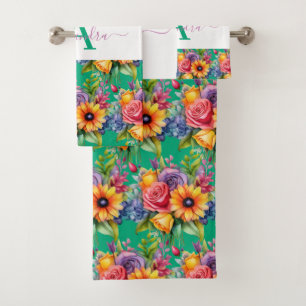 Elegantes Frühlingsfarben-Handtuch-Set Badhandtuch Set