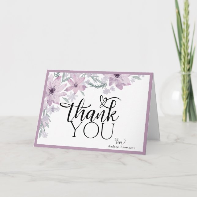 Elegantes Frühlingsfloral-Brautparty Dankeskarte (Vorderseite)
