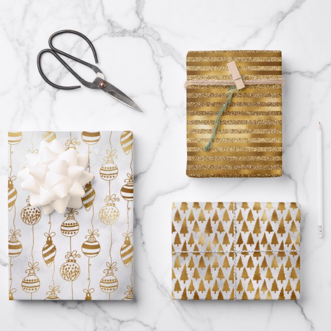Elegantes Funkelnd Weihnachtsfest Geschenkpapier Set (Vorderseite)