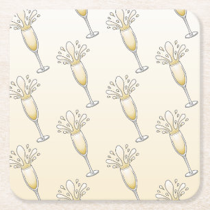 Elegantes funkelndes Champagnerglas Rechteckiger Pappuntersetzer