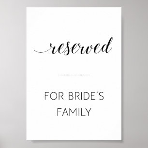 Elegantes Für die Familie der Braut reserviert Hoc Poster