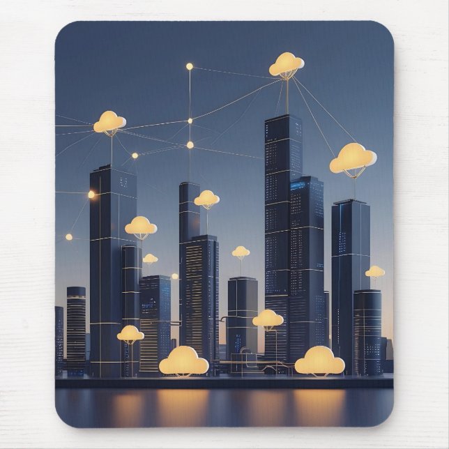 Elegantes futuristisches Smart City Wireframe - Gl Mousepad (Vorne)