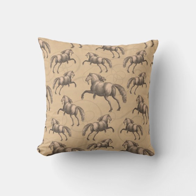 Elegantes galoppierendes spanisches Pferd Kissen (Vorderseite)