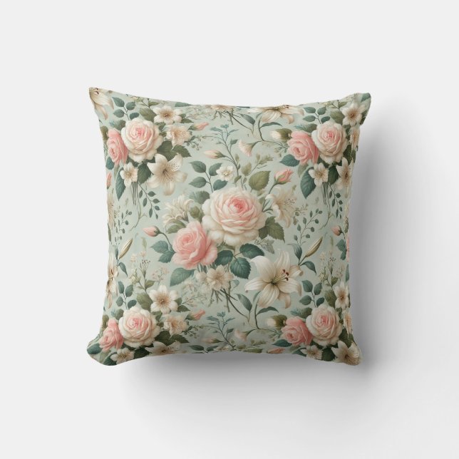 Elegantes Garden Romance Throw Kissen (Vorderseite)