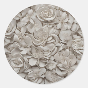 Elegantes Gardenia Weißes Blumenmuster Runder Aufkleber