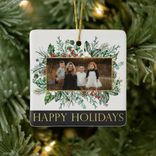 Elegantes Garland Foto Weihnachten Keramikornament