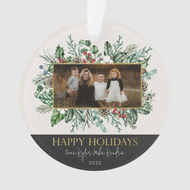 Elegantes Garland Foto Weihnachten Ornament (Vorderseite)