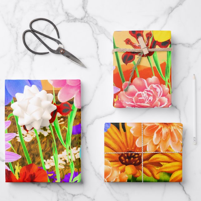 Elegantes Gartengeschenk für die Wildblume Geschenkpapier Set (Vorderseite)