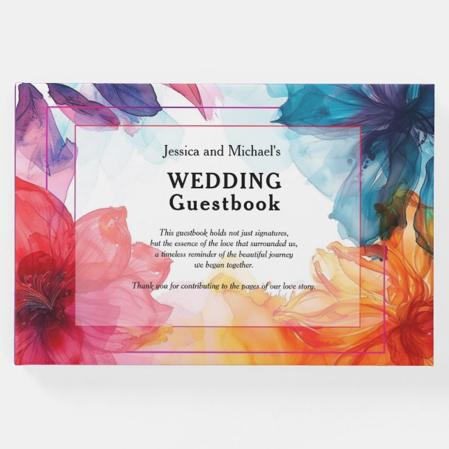 😍 Elegantes Gästebuch Anemone Dreamscape Hochzeit (Vorderseite)