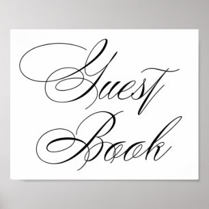 Elegantes Gästebuch Black Calligraphy Chic Sign