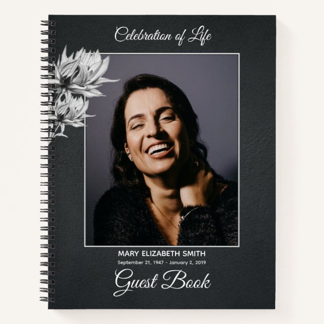 Elegantes Gästebuch für einfache Memorial Service- Notizbuch (Vorderseite)