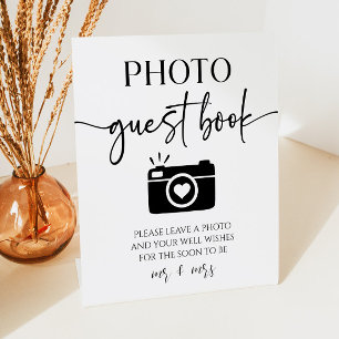 Elegantes Gästebuch für Hochzeiten Foto Sockelschild
