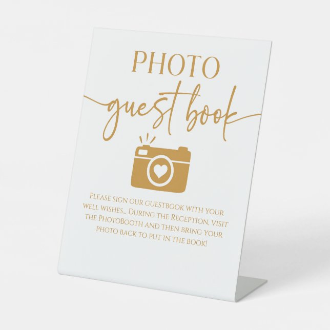 Elegantes Gästebuch für Hochzeiten Foto Sockelschild (Vorderseite)
