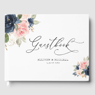 Elegantes Gästebuch mit Blumen und Blumen