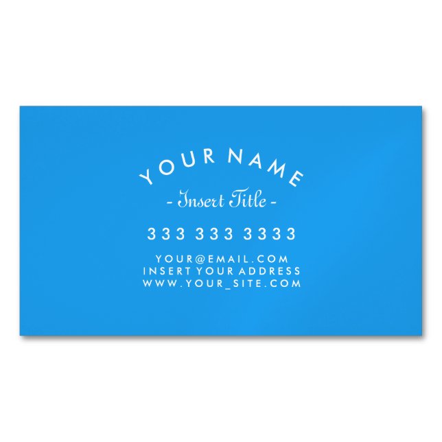 Elegantes gebogenes Text-berufliches klares Blau Magnetische Visitenkarte (Vorderseite)