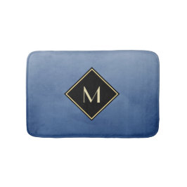 Elegantes, gebürstetes Blau mit einfachem Gold Mon Badematte