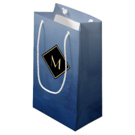 Elegantes, gebürstetes Blau mit einfachem Gold Mon Kleine Geschenktüte